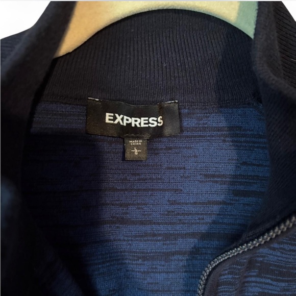 Express Navy Patterned Zip-Up Jacket - Picture 2 of 6